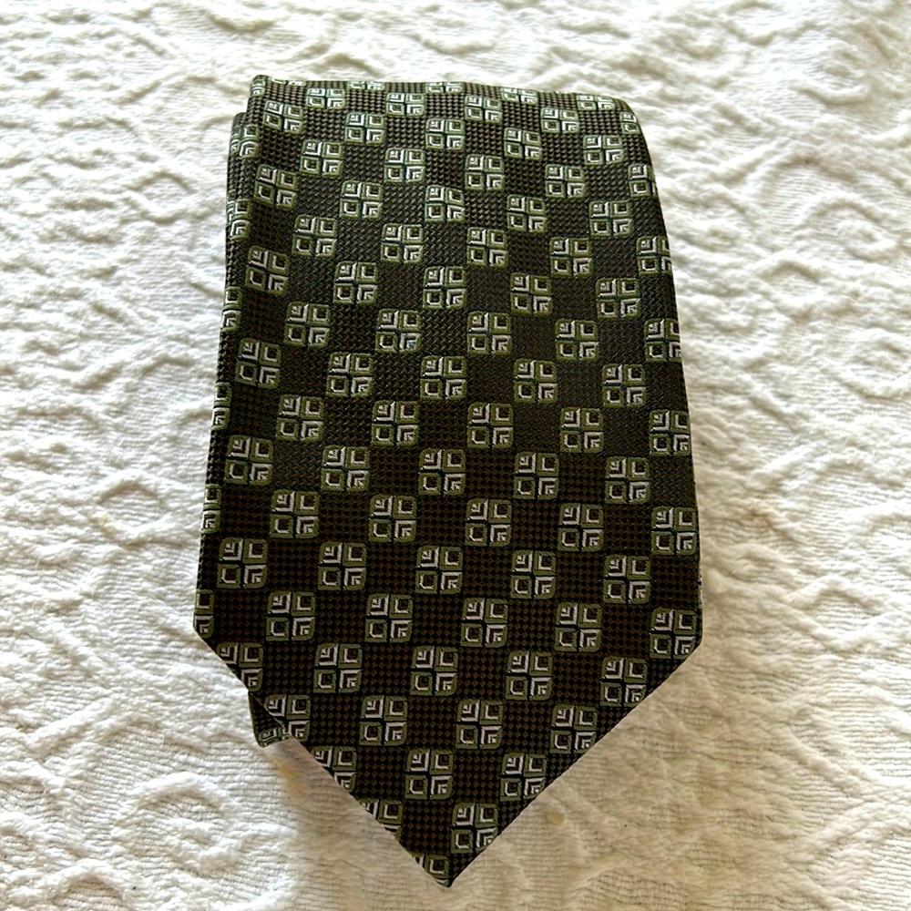 Roberto Lorenzo silk collection grey and green Tie